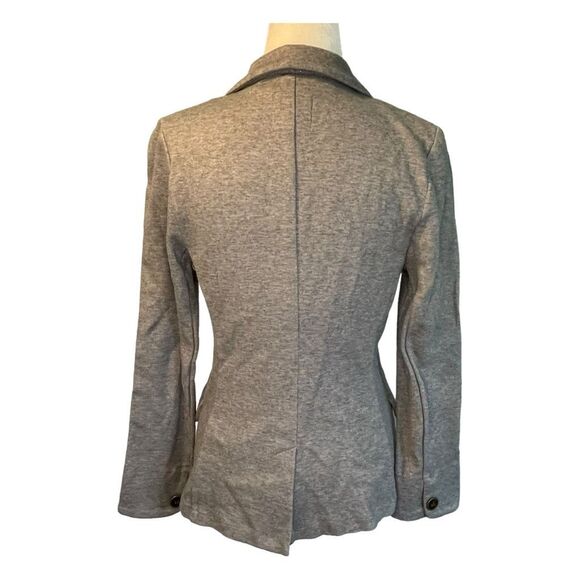 Old Navy Classic Ponte Knit Blazer Heather Gray Two Button Long Sleeves Cropped - Picture 4 of 6